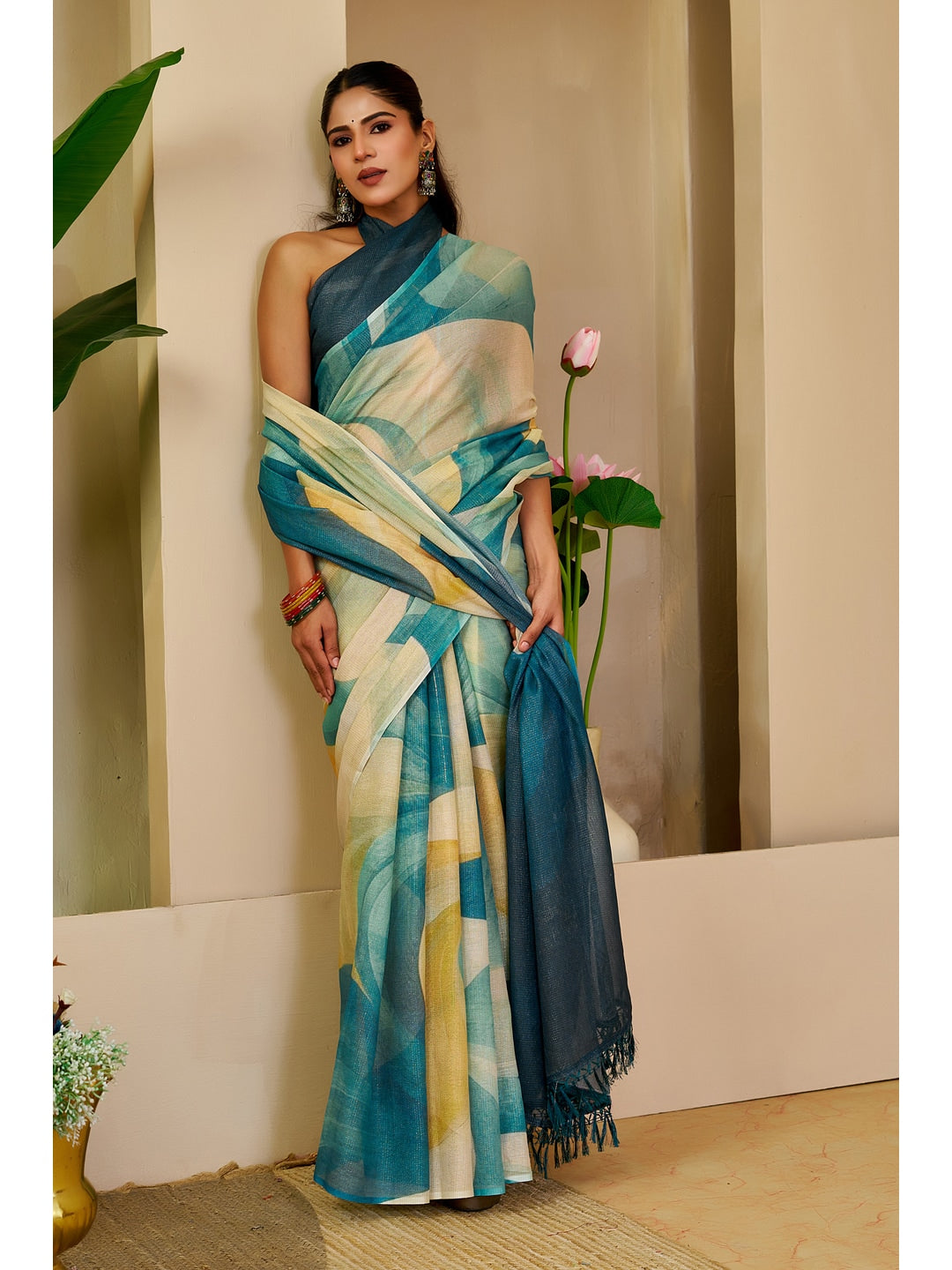 Peachmode Green Pure Cotton Saree - Image 3