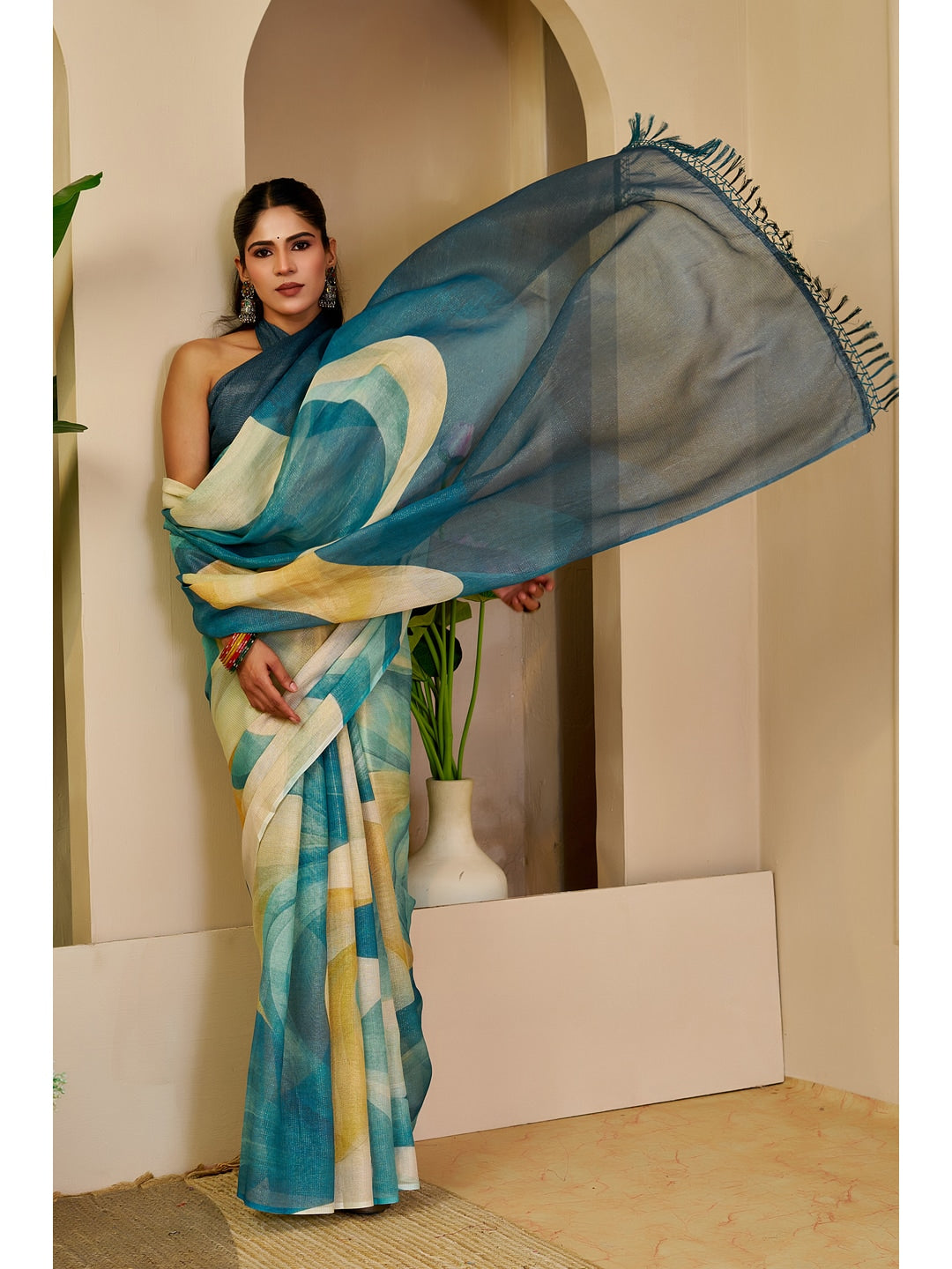 Peachmode Green Pure Cotton Saree - Image 4