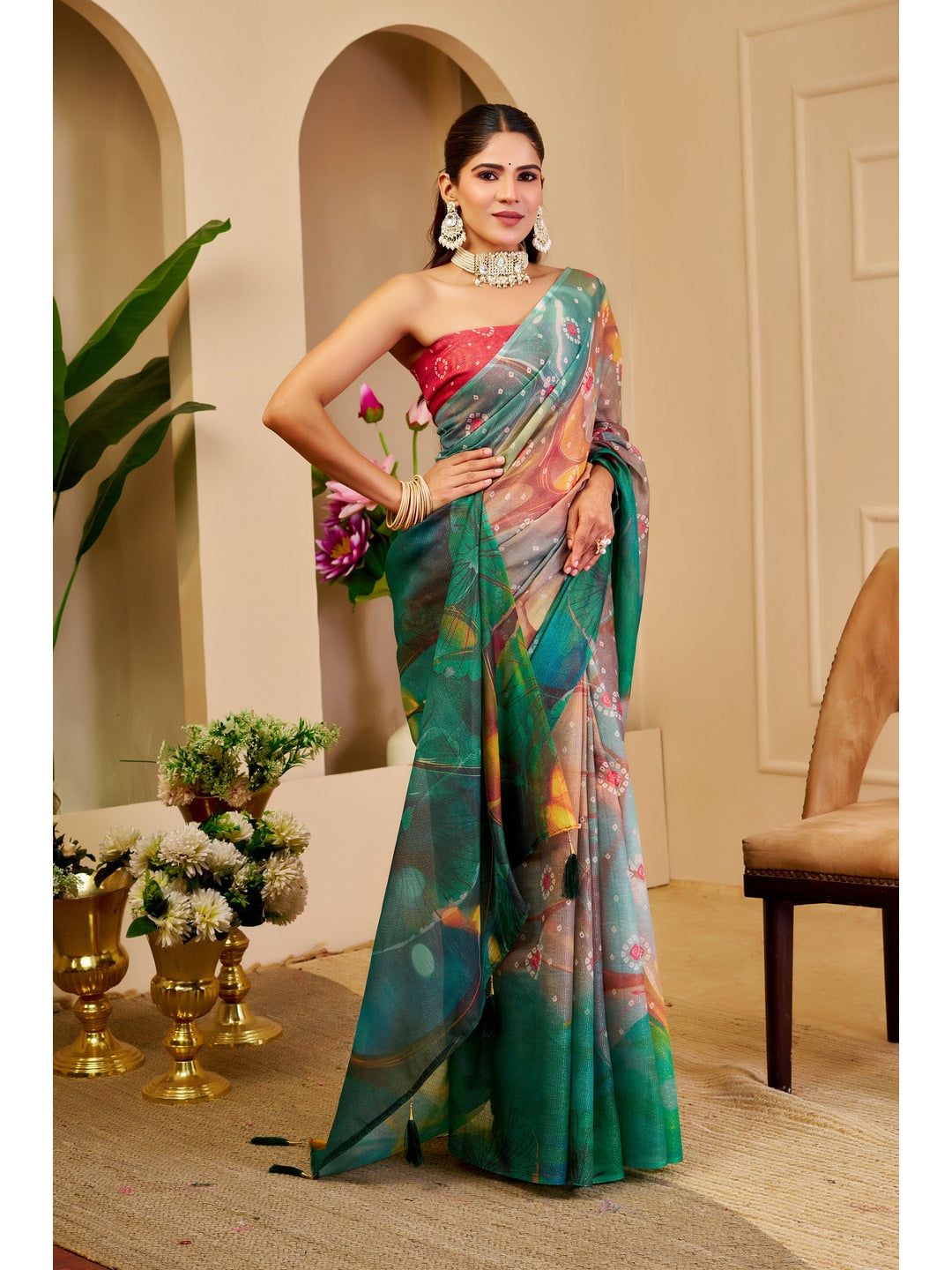 Peachmode Green Pure Cotton Saree - Image 3