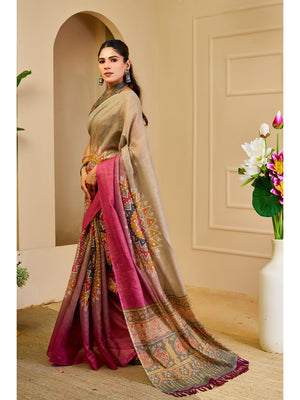 Peachmode Grey Pure Cotton Saree - Image 2