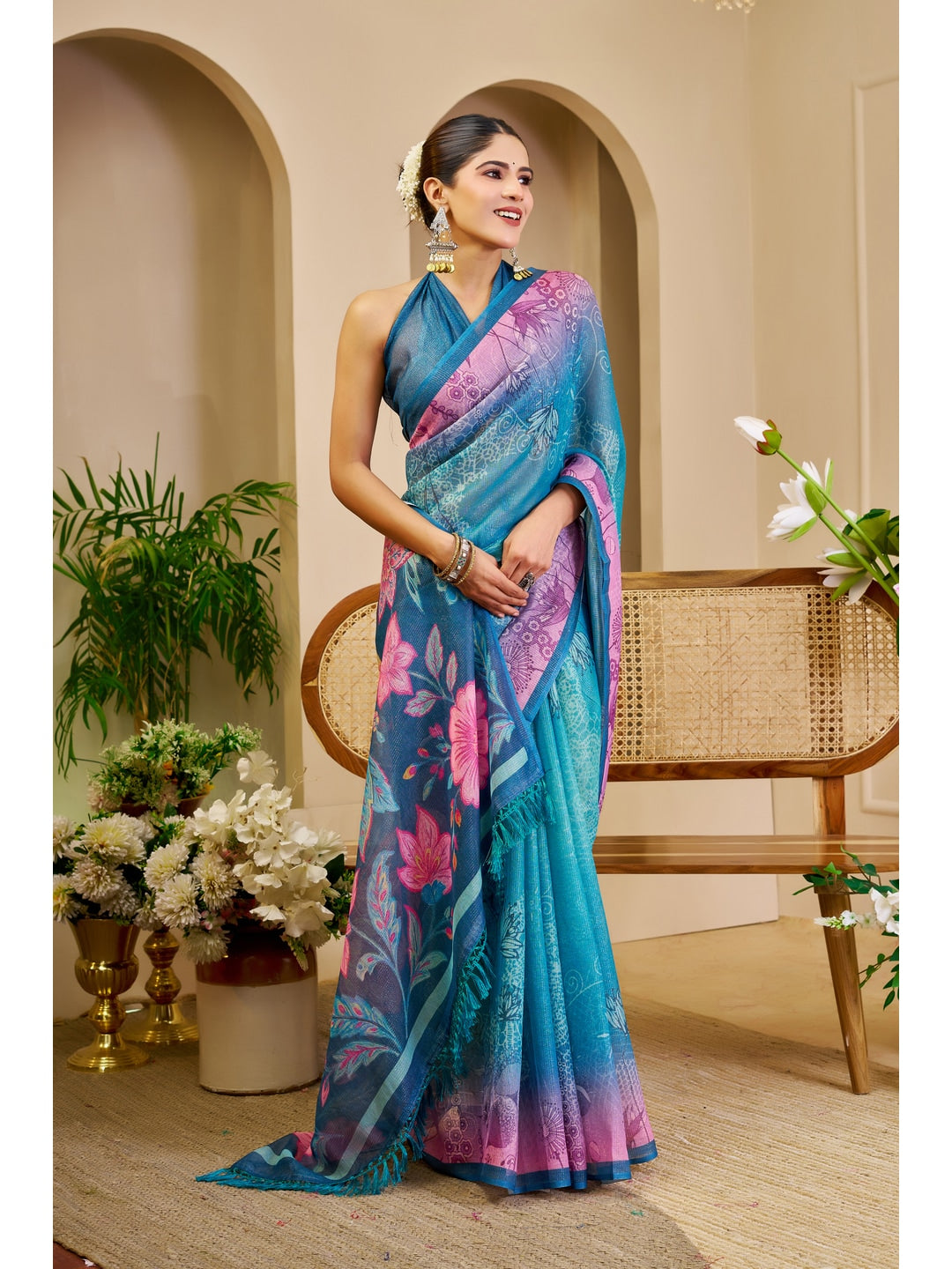 Peachmode Green Pure Cotton Saree - Image 2