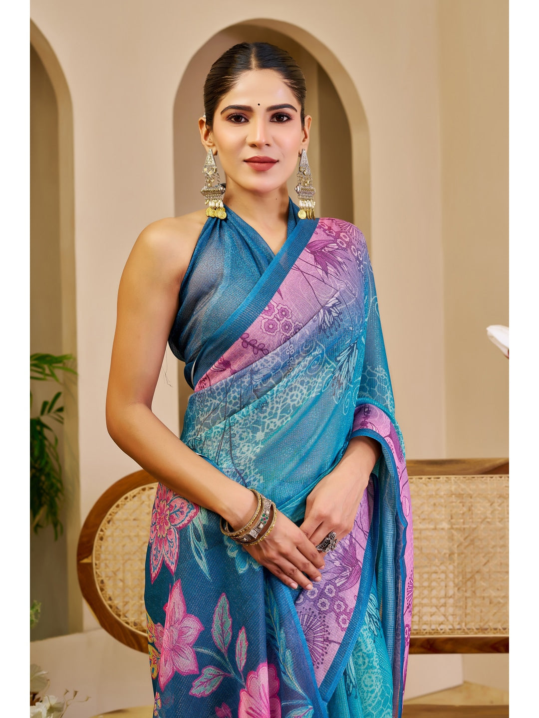 Peachmode Green Pure Cotton Saree - Image 3