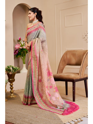 Peachmode Grey Pure Cotton Saree - Image 2