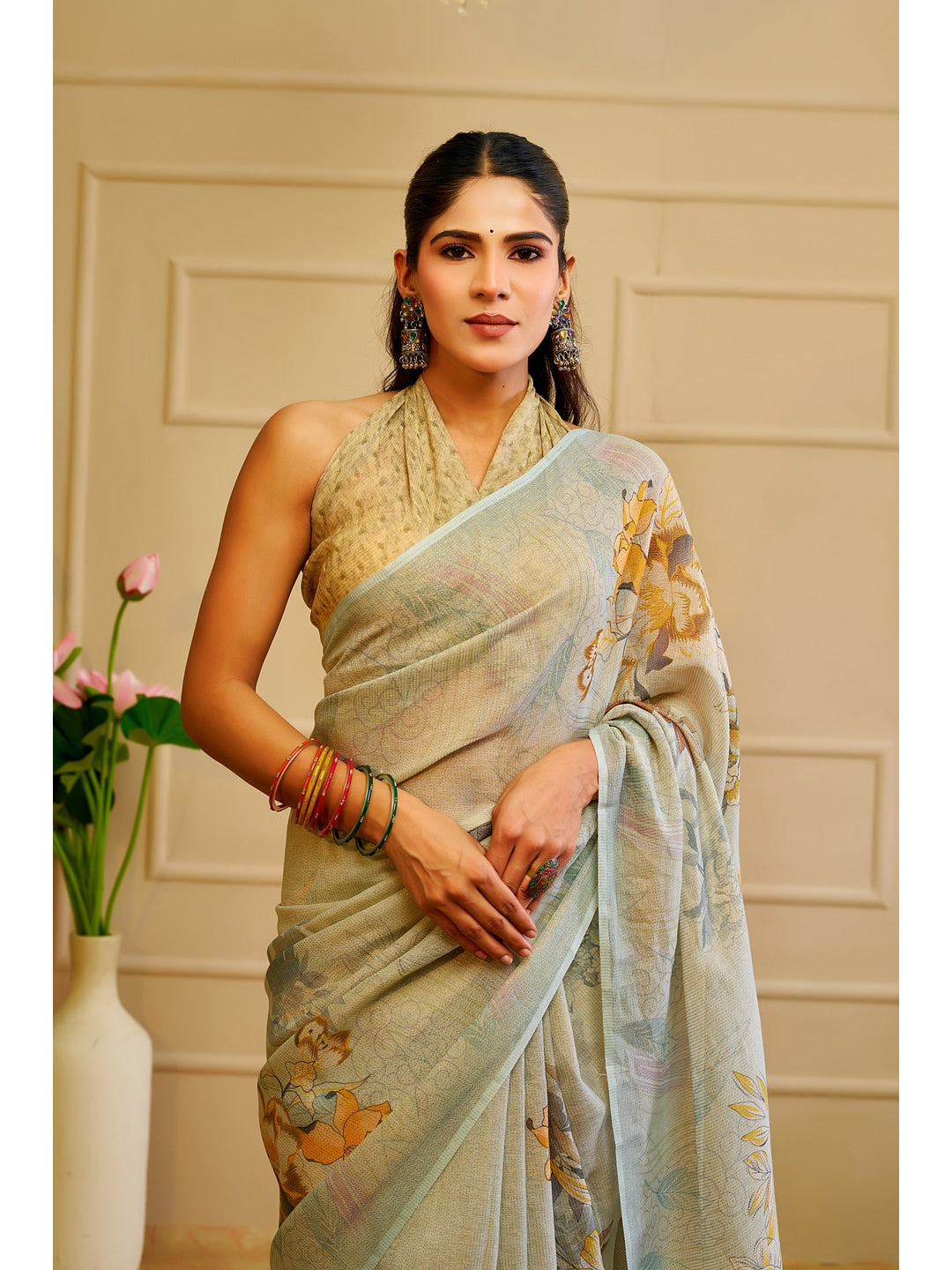 Peachmode Yellow Pure Cotton Saree - Image 5