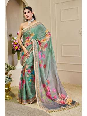 Peachmode Grey Pure Cotton Saree - Image 2