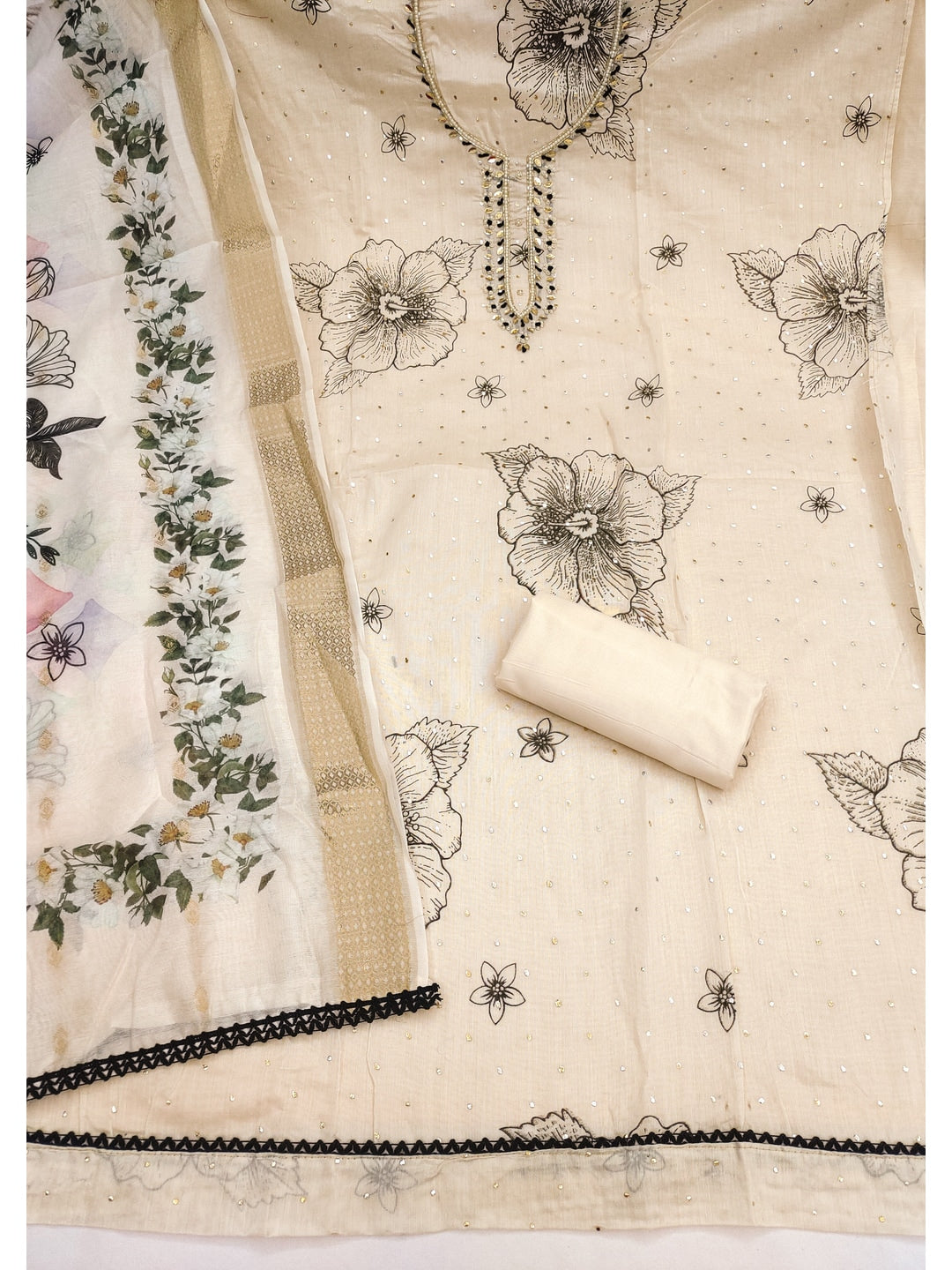 Peachmode Modal Cotton Chikoo Unstitched Dress Material - Image 2