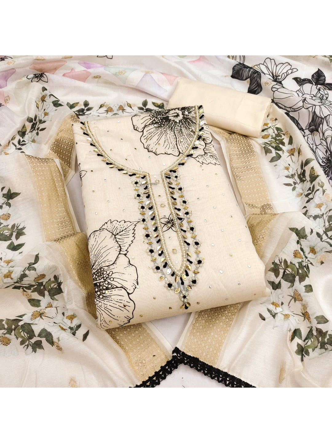 Peachmode Modal Cotton Chikoo Unstitched Dress Material - Image 4