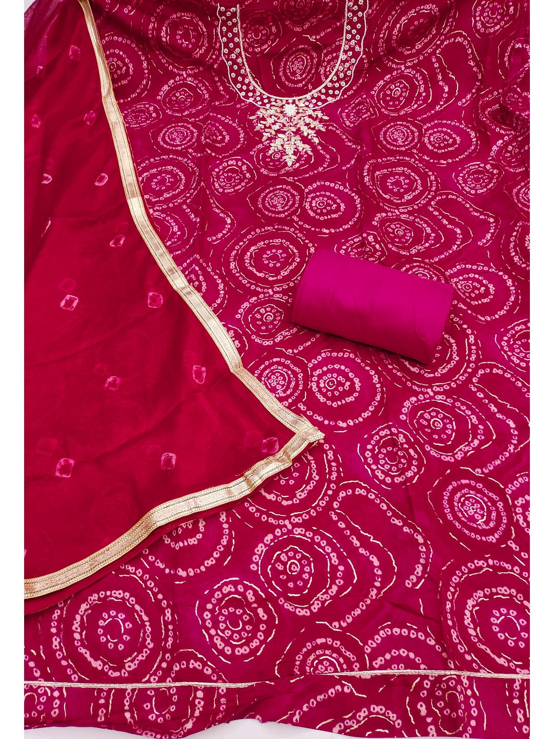 Peachmode Cambric Cotton Pink Unstitched Dress Material - Image 2