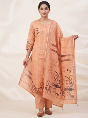 Peachmode Peach Linen Cotton Digital Printed Salwar Suit Set - Image 2