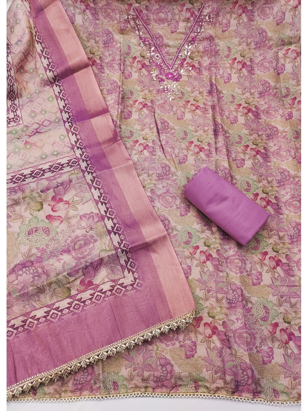 Peachmode Pink Unstitched Dress Material - Image 2