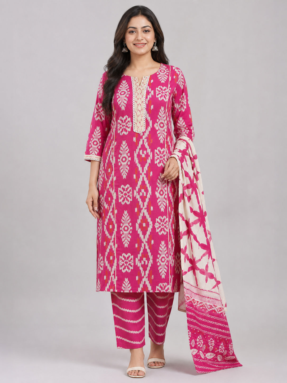 Peachmode Rani Pink Pure Cotton Salwar Suit - Image 2