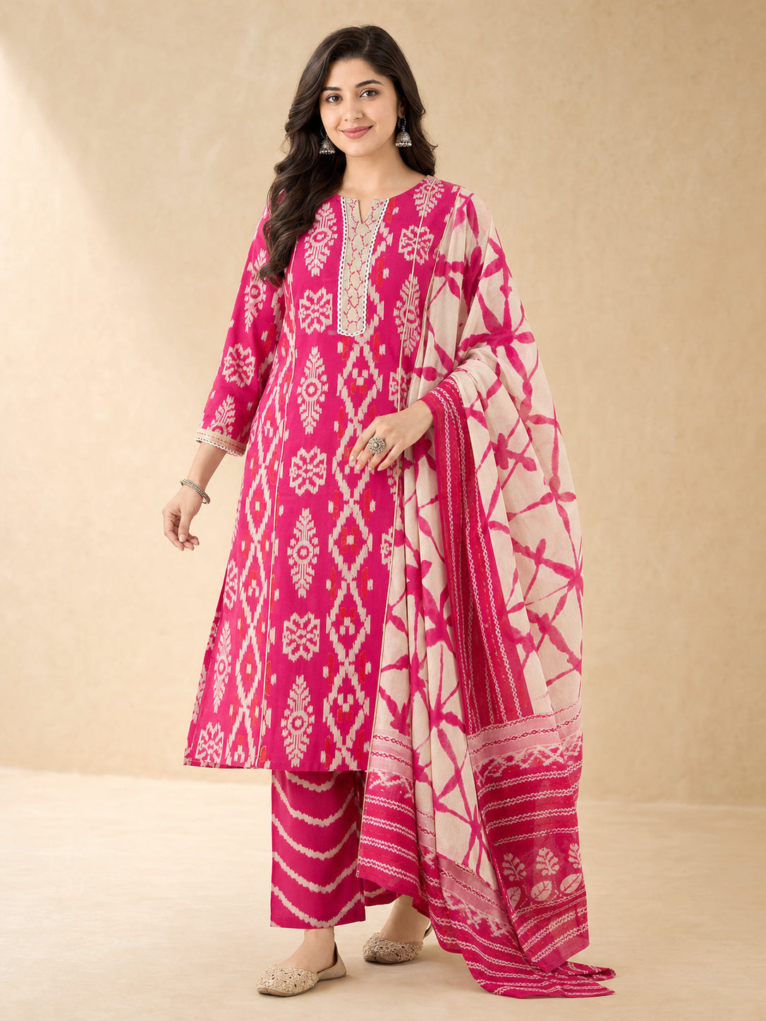 Peachmode Rani Pink Pure Cotton Salwar Suit - Image 3