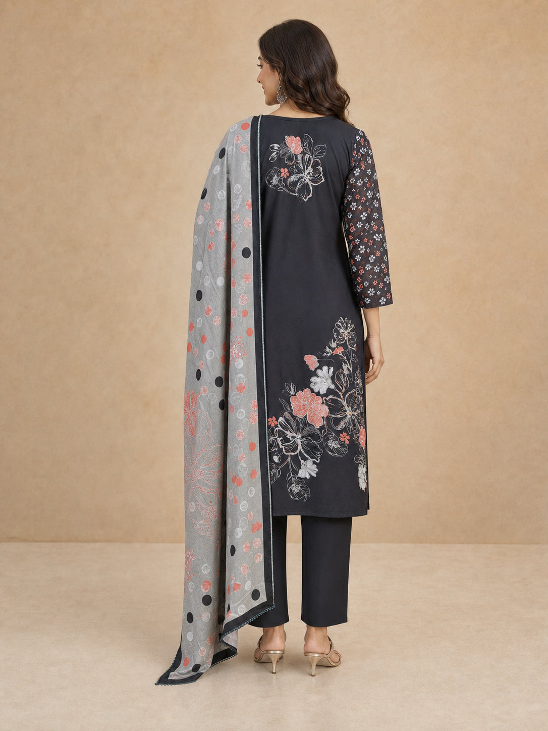 Peachmode Black Muslin Salwar Suit - Image 5