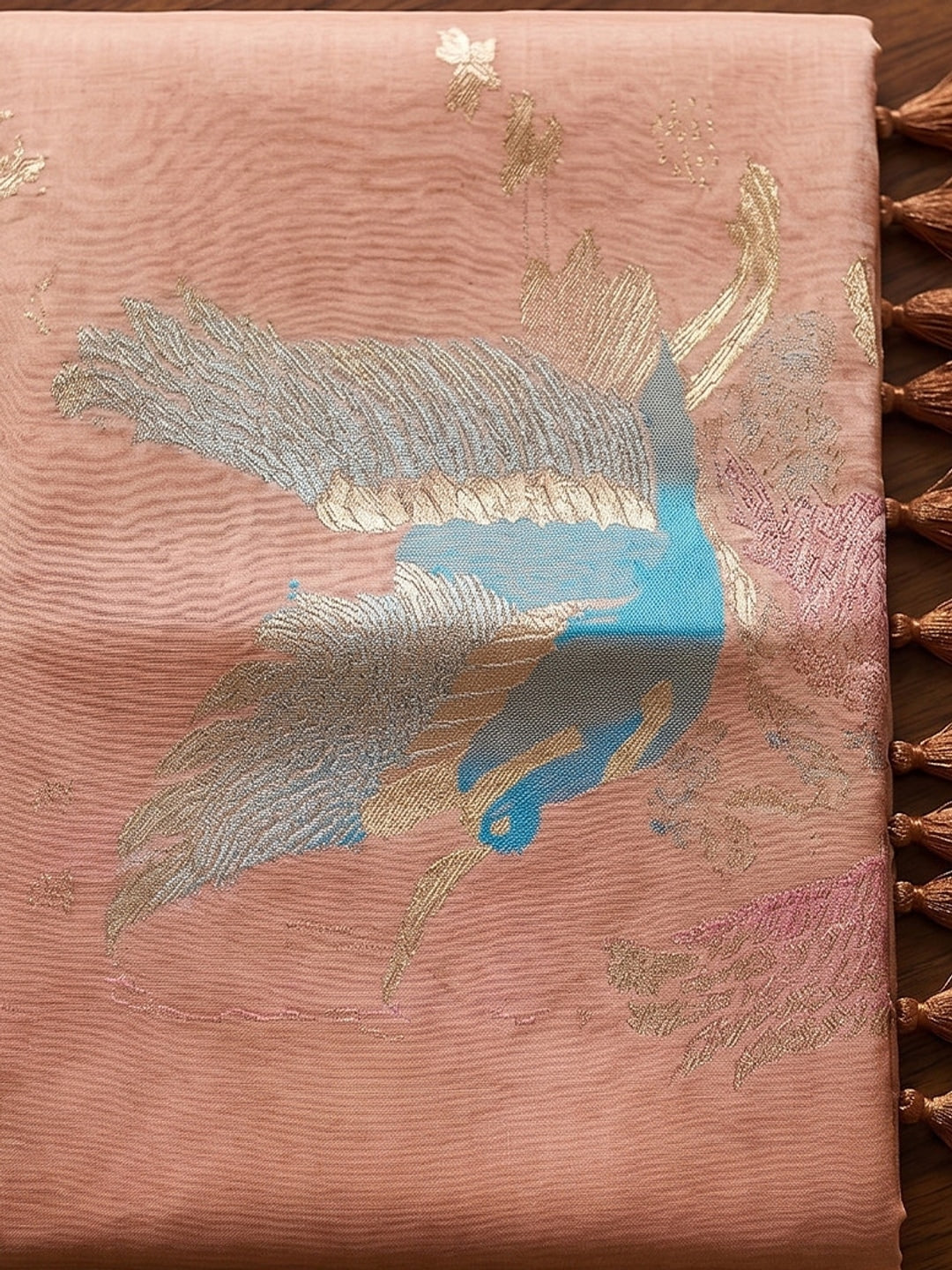 Peachmode Beige Linen Cotton Woven Saree - Image 5