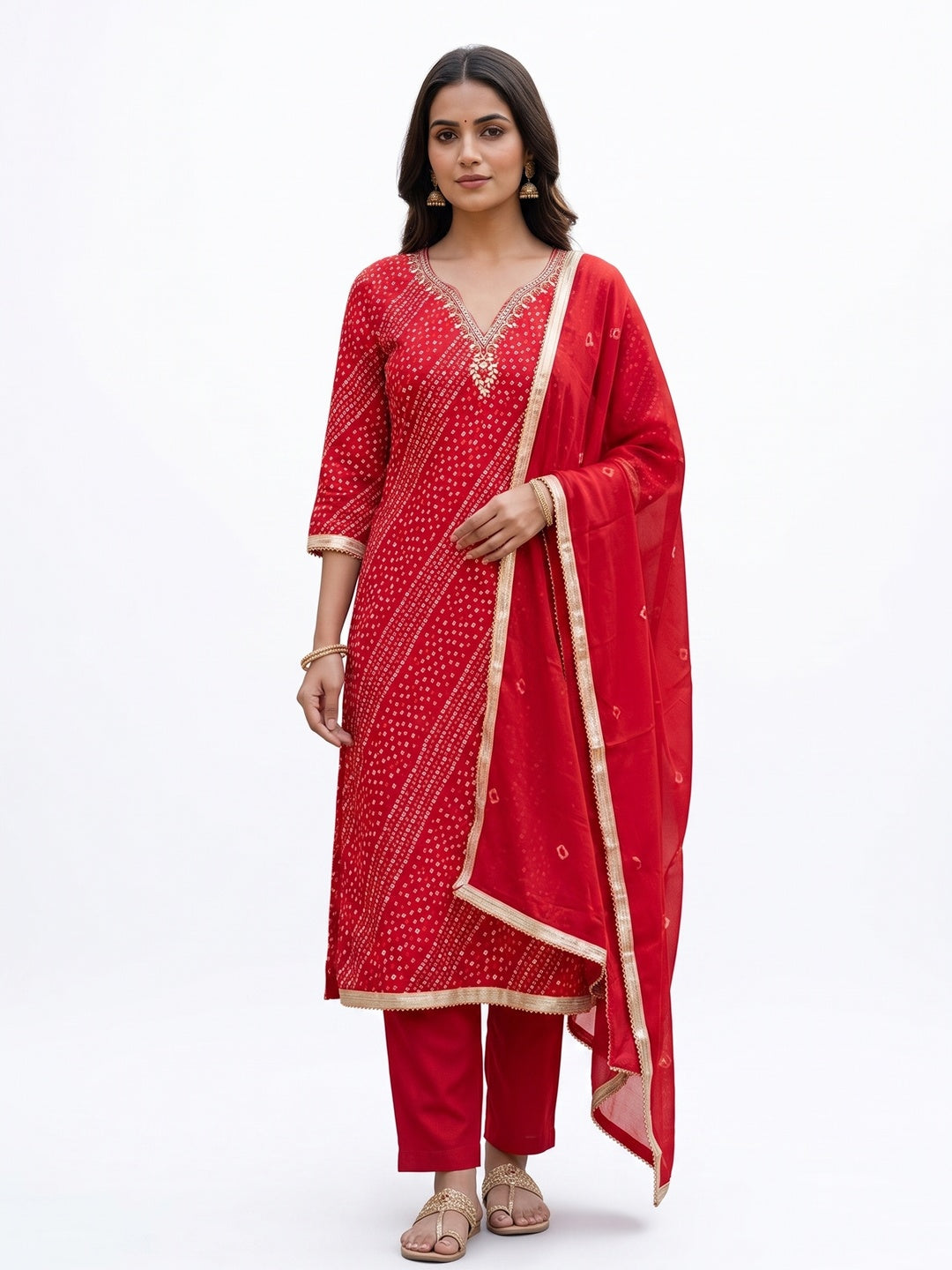 Peachmode Red Unstitched Dress Material - Image 4
