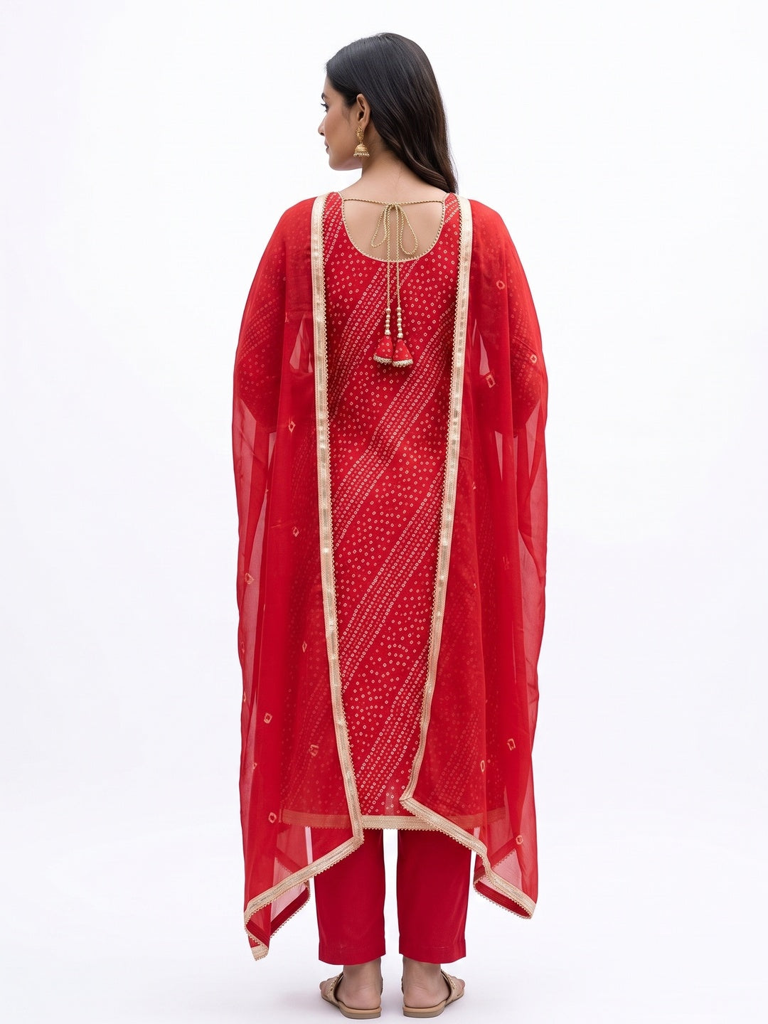 Peachmode Red Unstitched Dress Material - Image 5