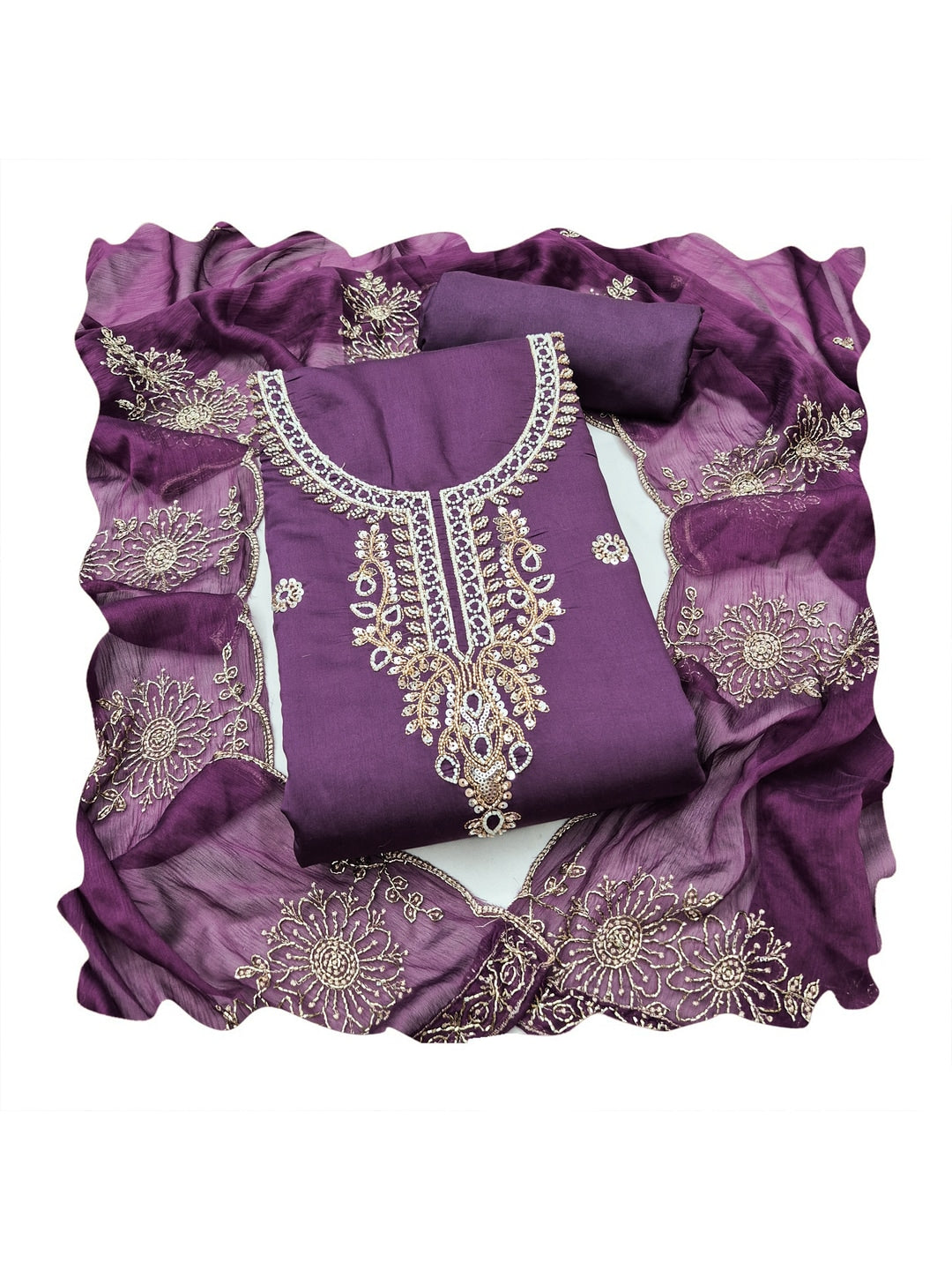 Peachmode Purple 11719 Unstitched Dress Material - Image 1