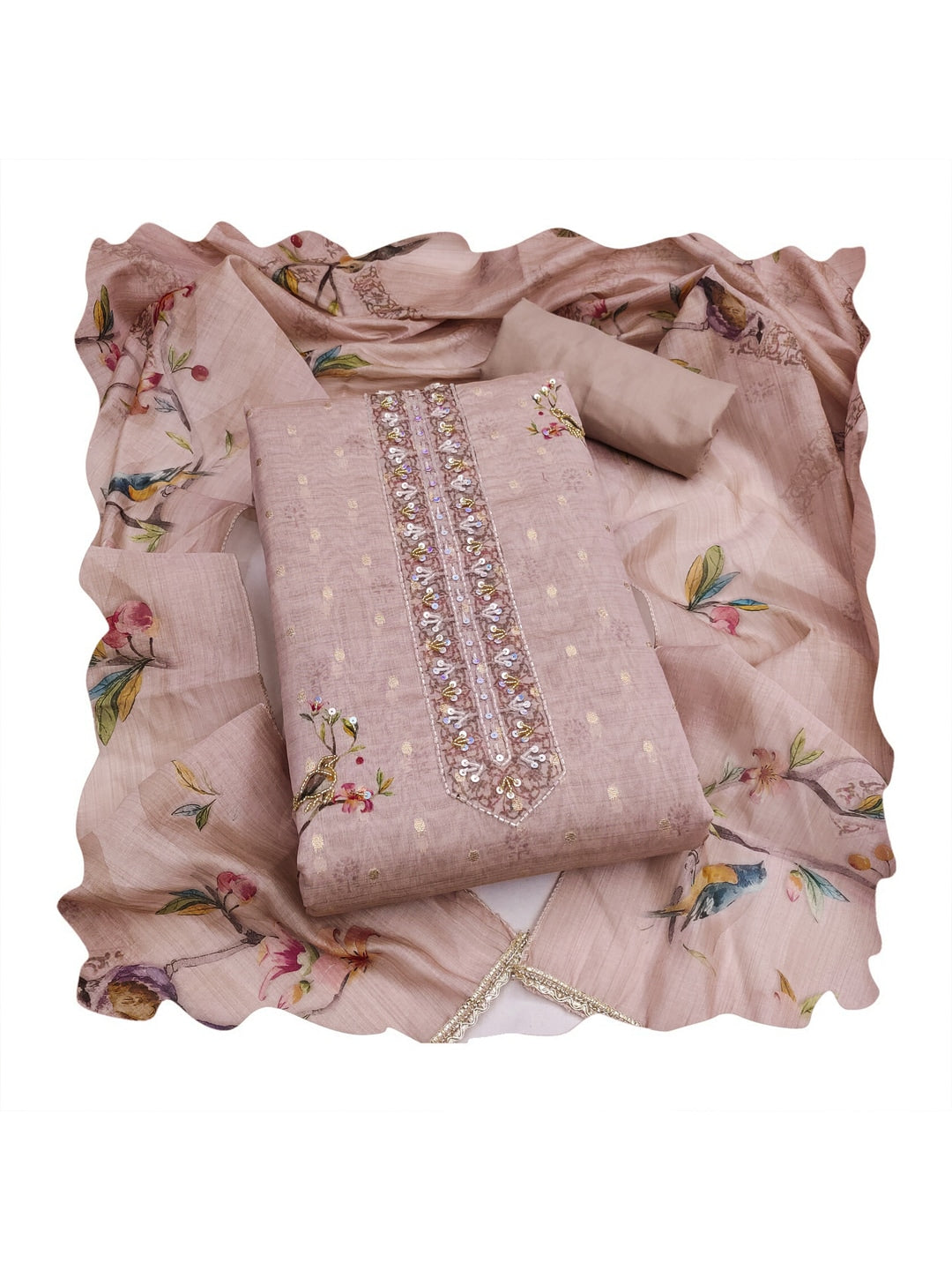 Peachmode Peach 11724 Unstitched Dress Material - Image 1
