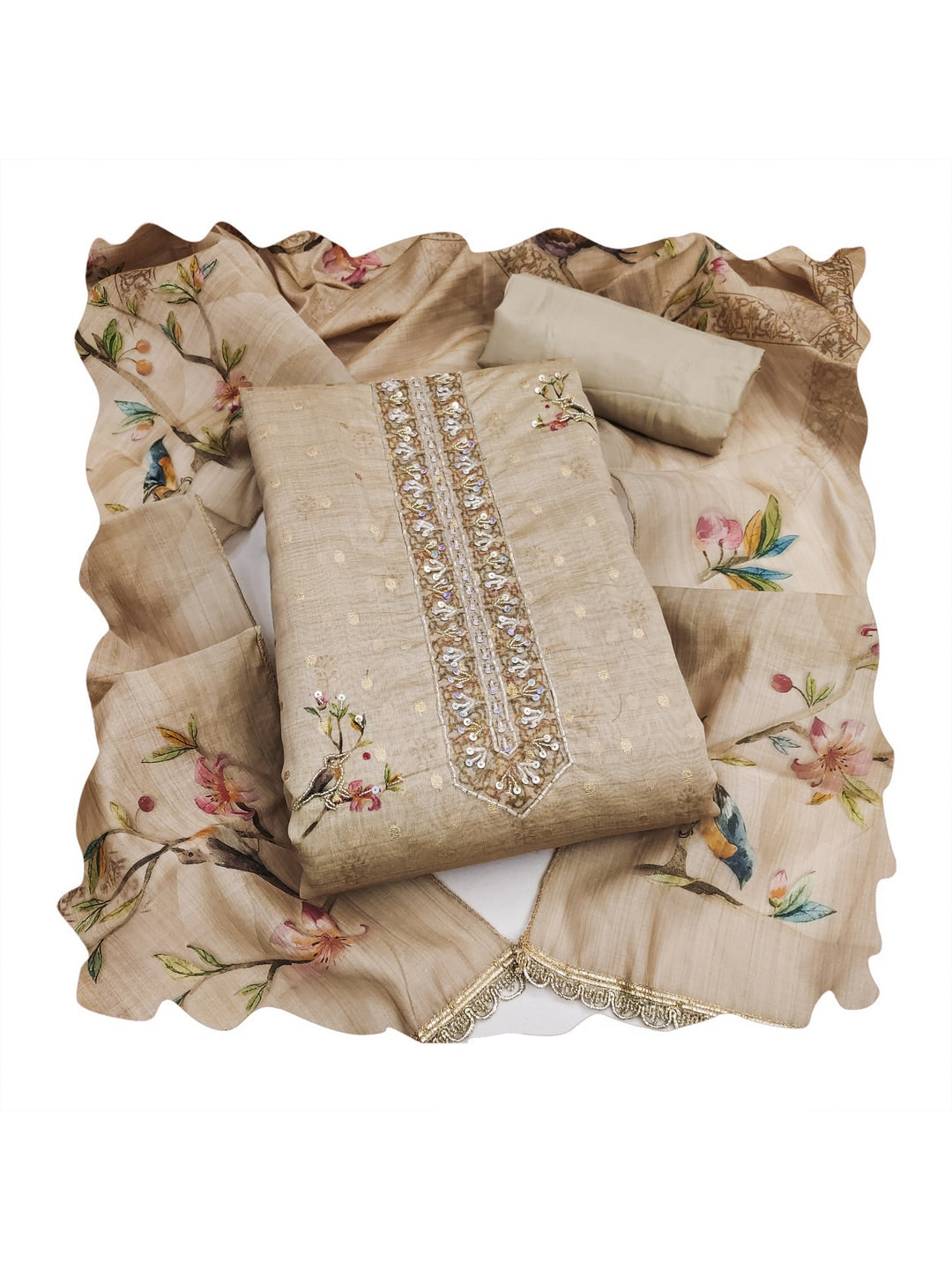 Peachmode Chikoo 11724 Unstitched Dress Material - Image 1