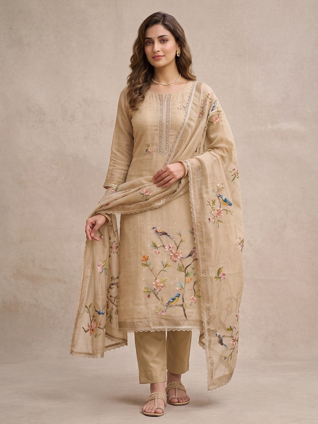 Peachmode Chikoo 11724 Unstitched Dress Material - Image 2