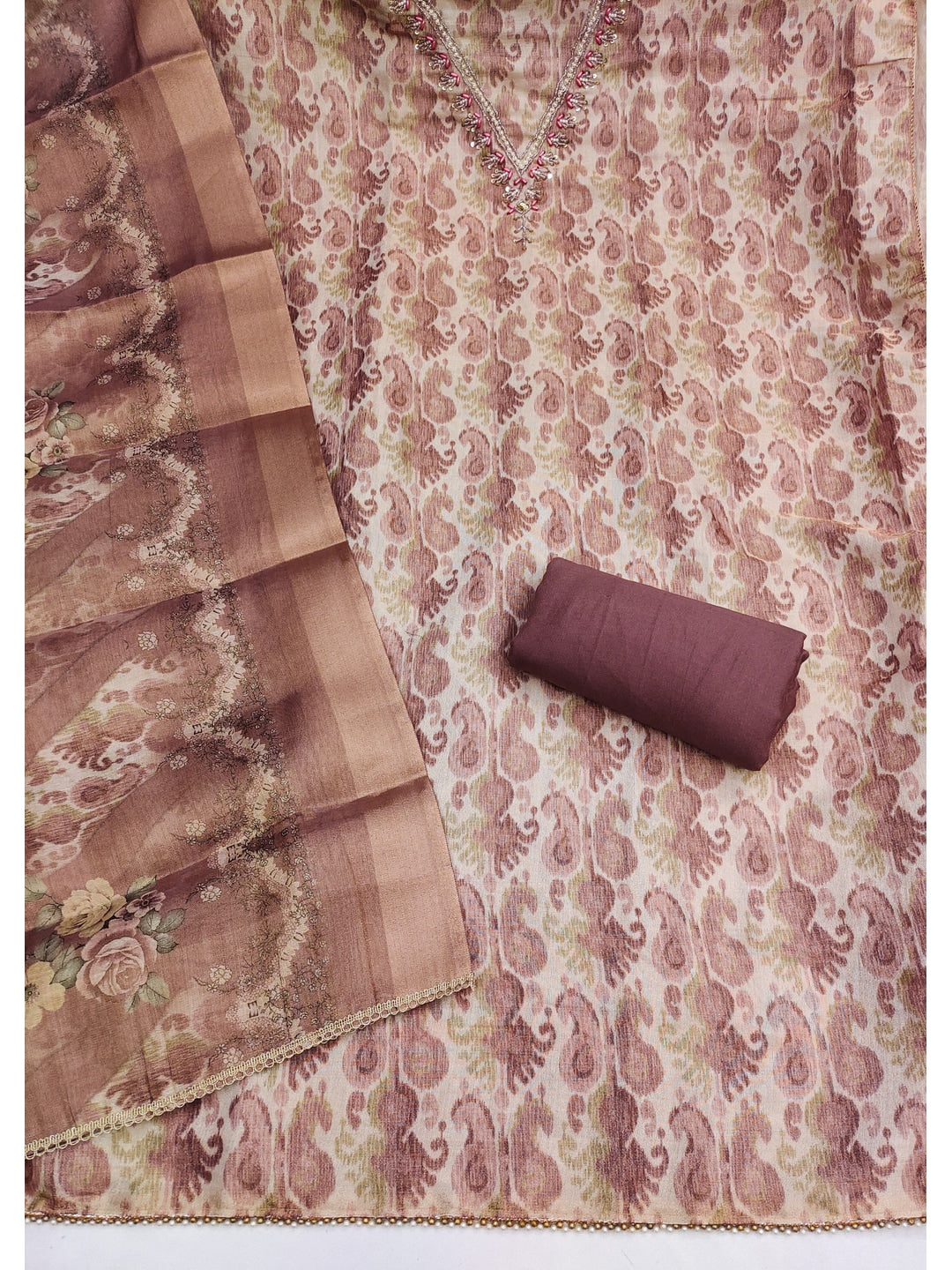 Peachmode Brown 11728 Unstitched Dress Material - Image 4