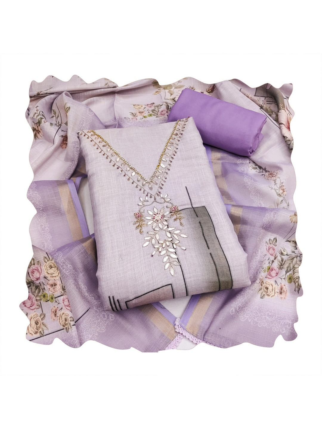 Peachmode Purple 11730 Unstitched Dress Material - Image 1