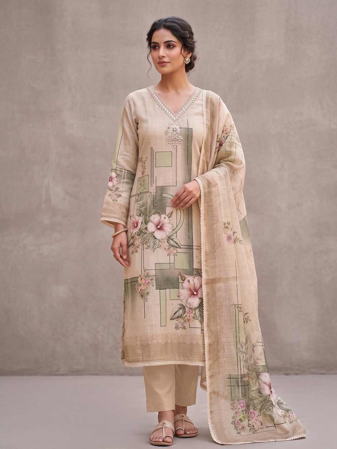 Peachmode Chikoo 11730 Unstitched Dress Material - Image 2