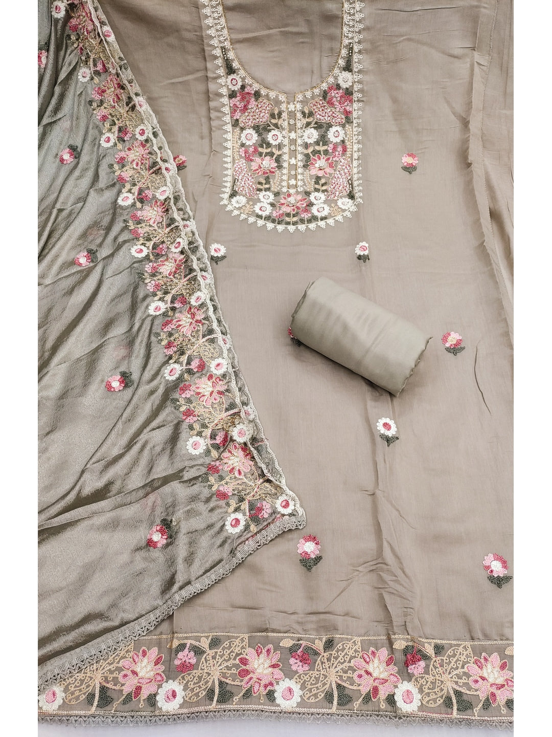 Peachmode Grey 11732 Unstitched Dress Material - Image 4