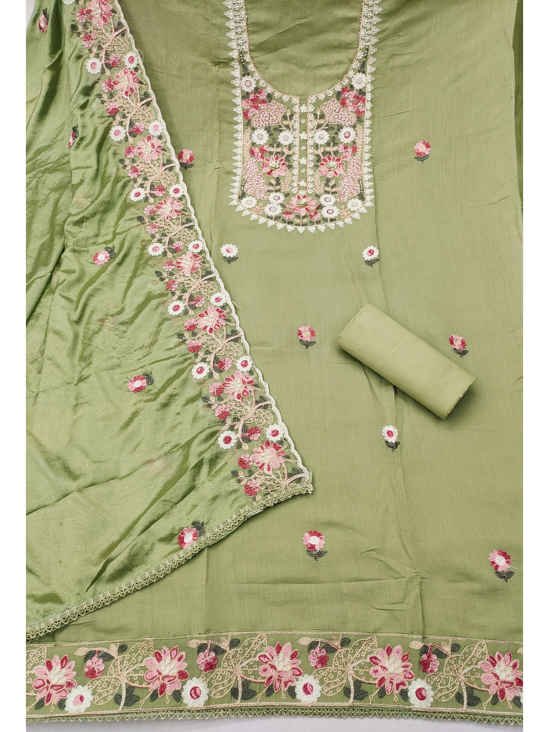 Peachmode Green 11732 Unstitched Dress Material - Image 4