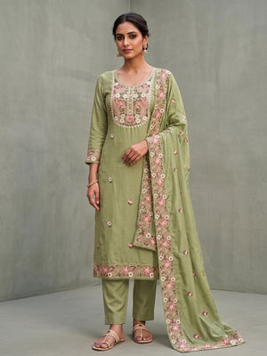 Peachmode Green 11732 Unstitched Dress Material - Image 2