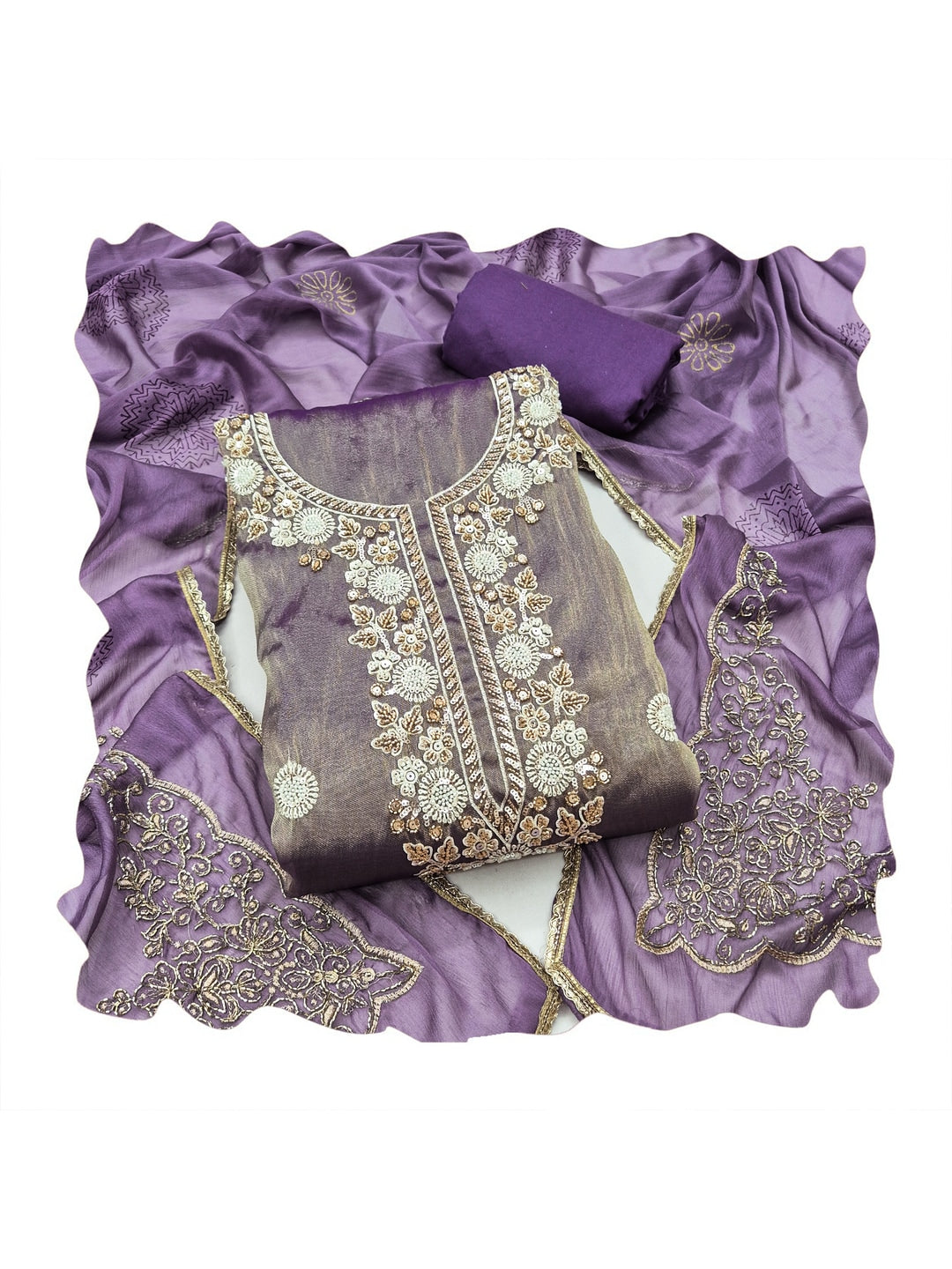 Peachmode Purple 11735 Unstitched Dress Material - Image 1