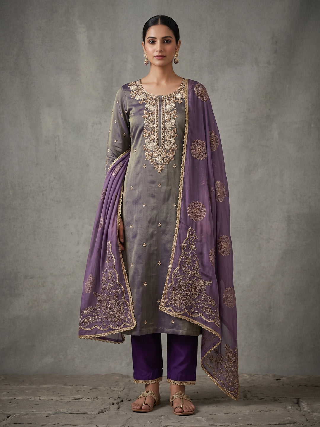 Peachmode Purple 11735 Unstitched Dress Material - Image 2