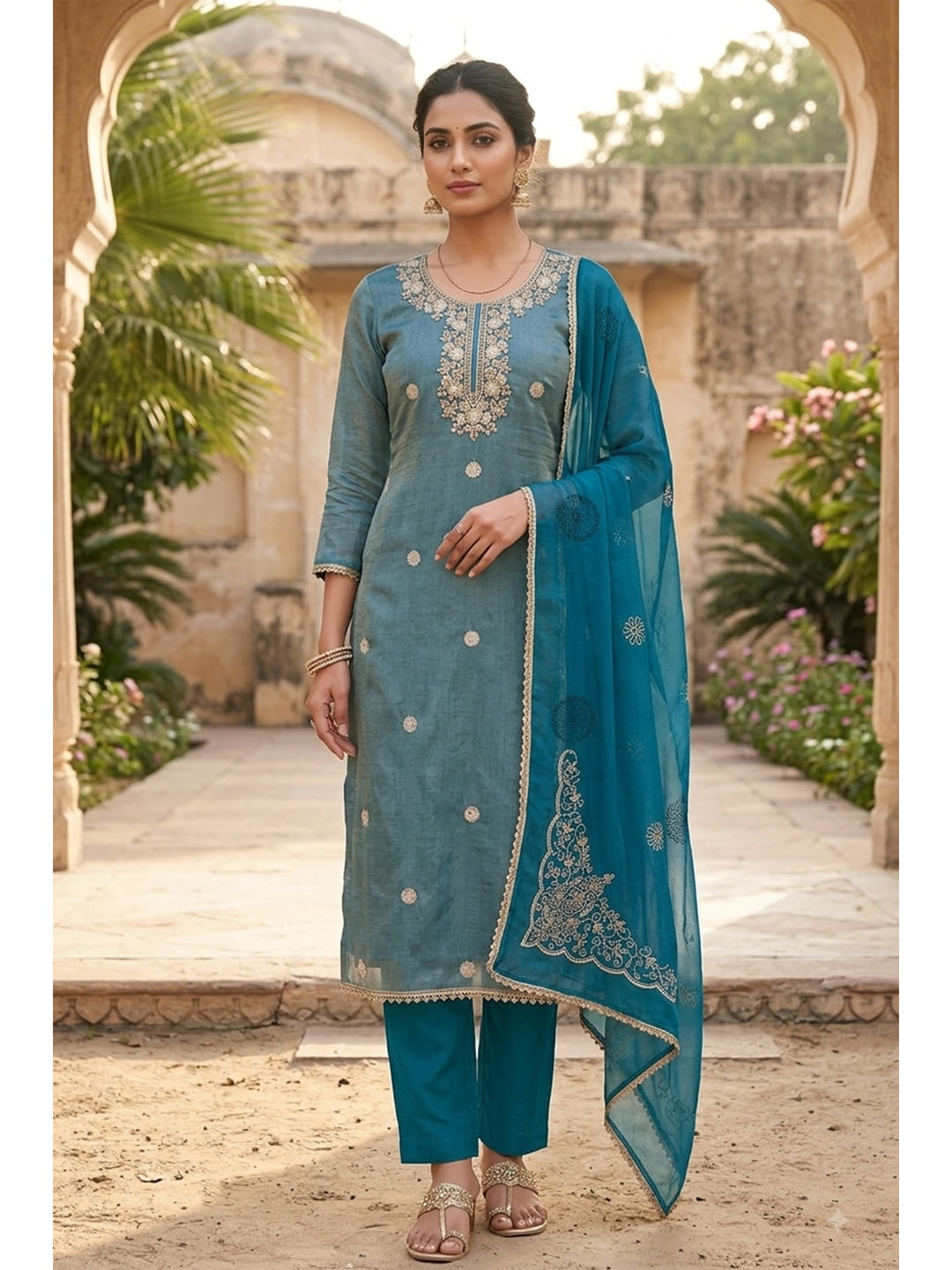 Peachmode Blue 11735 Unstitched Dress Material - Image 3