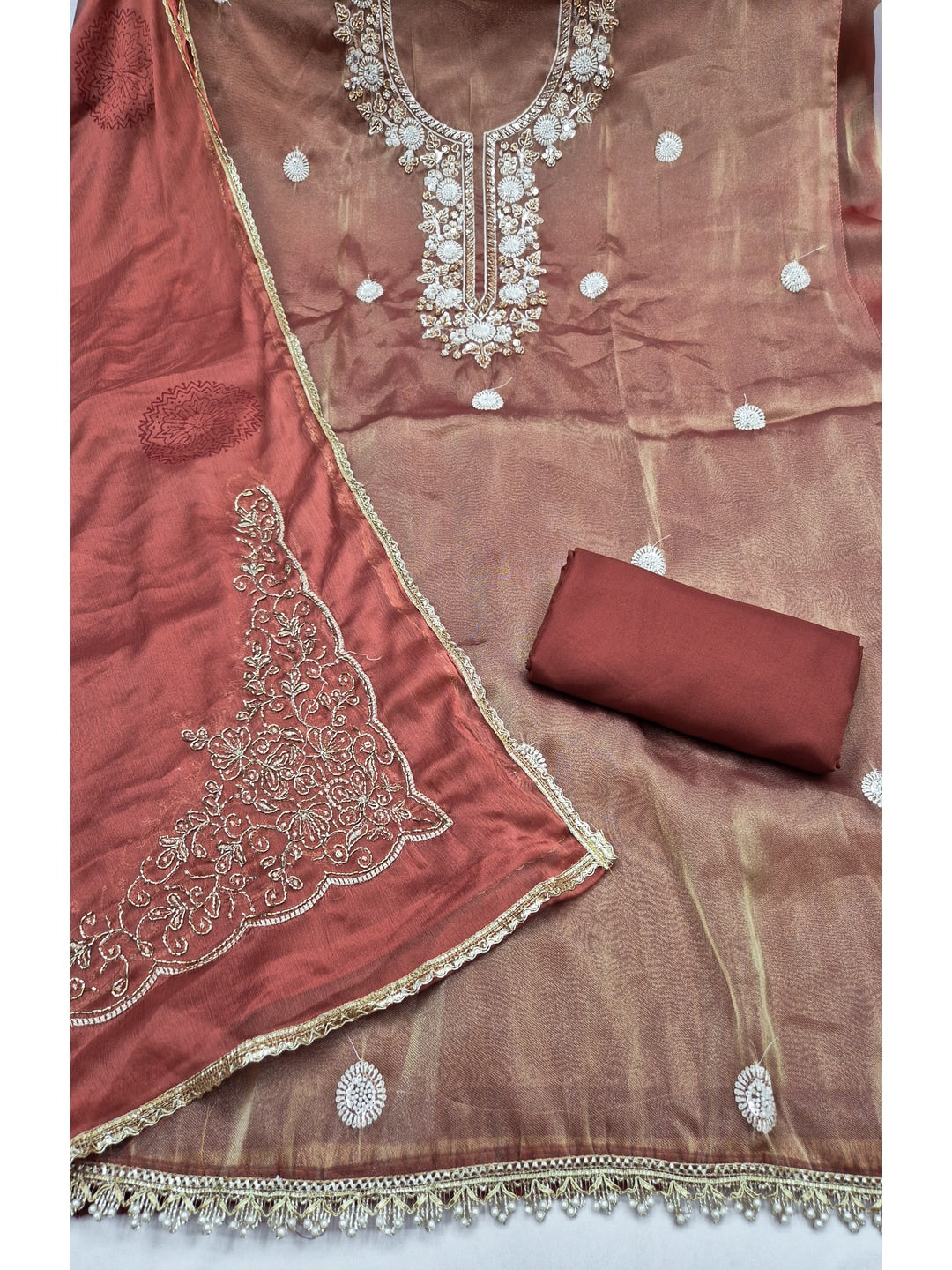 Peachmode Brown 11735 Unstitched Dress Material - Image 4