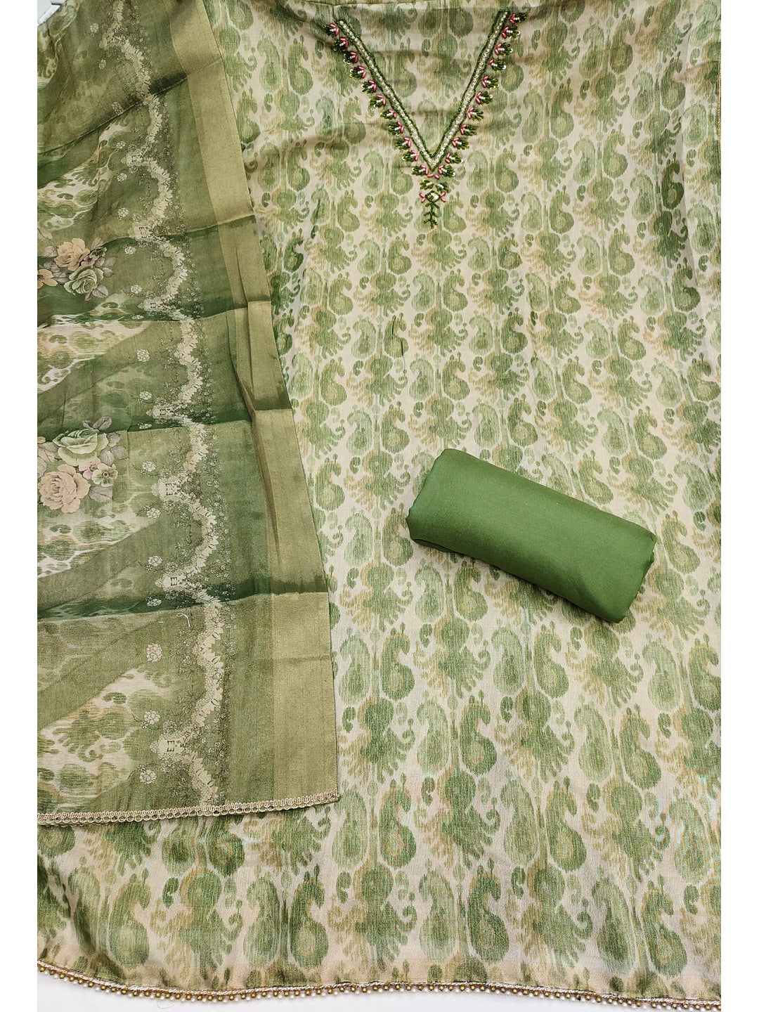 Peachmode Dark Green 11728 Unstitched Dress Material - Image 4