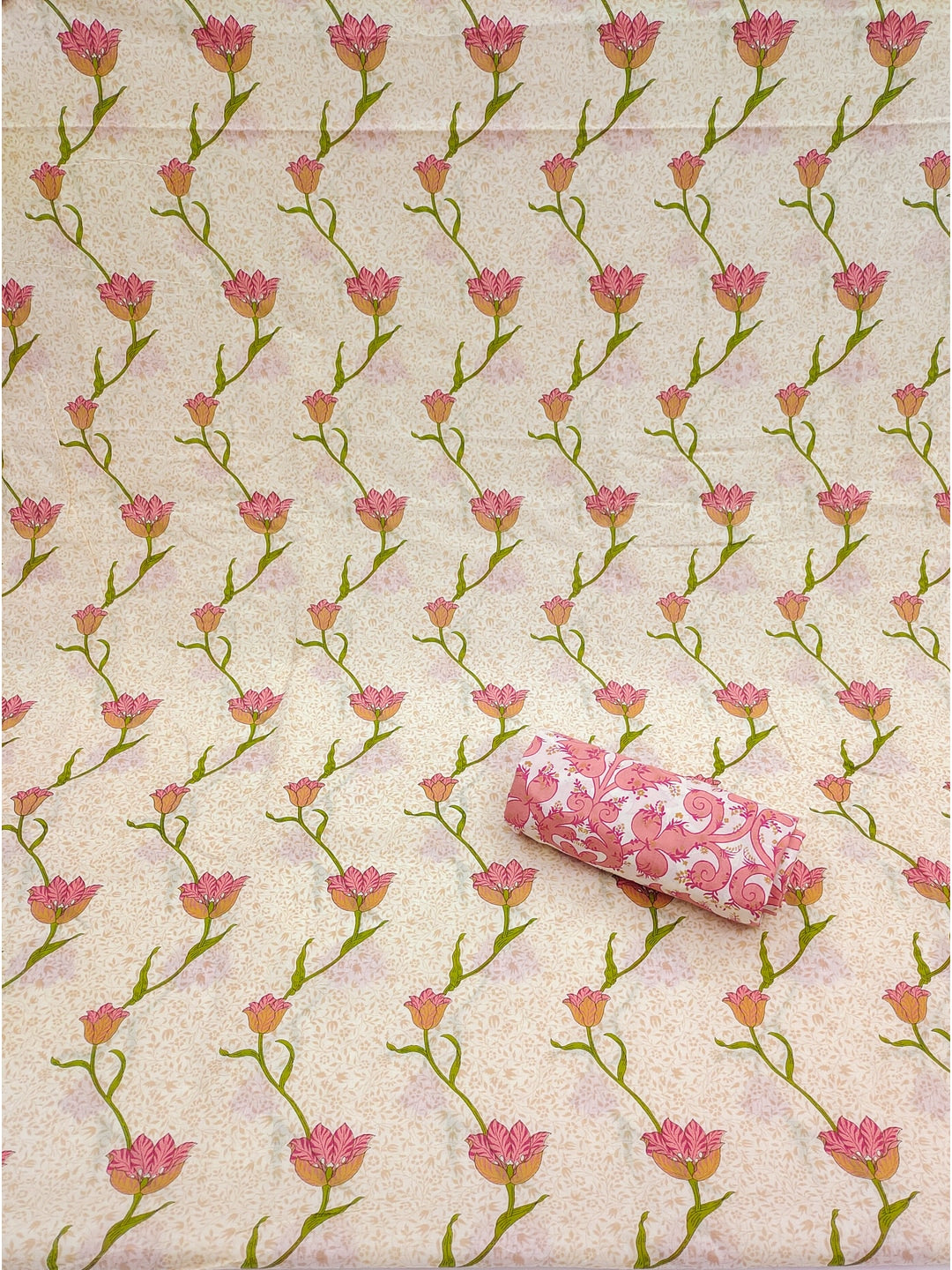 Peachmode Rose Floral Two-Piece Unstitched Dress Material - Image 3