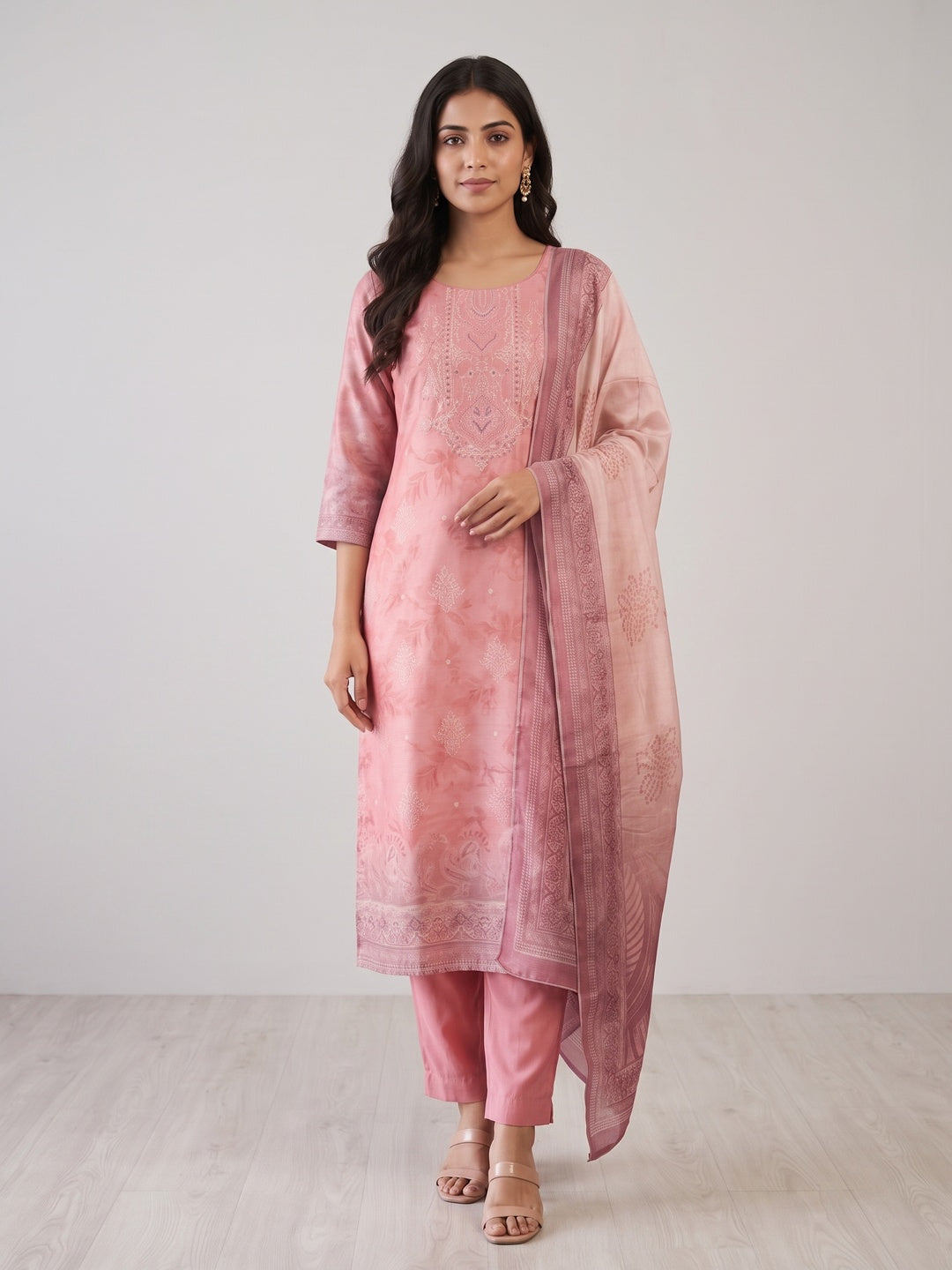 Pink Gucci Silk Embellished Salwar Suit Set - Image 4