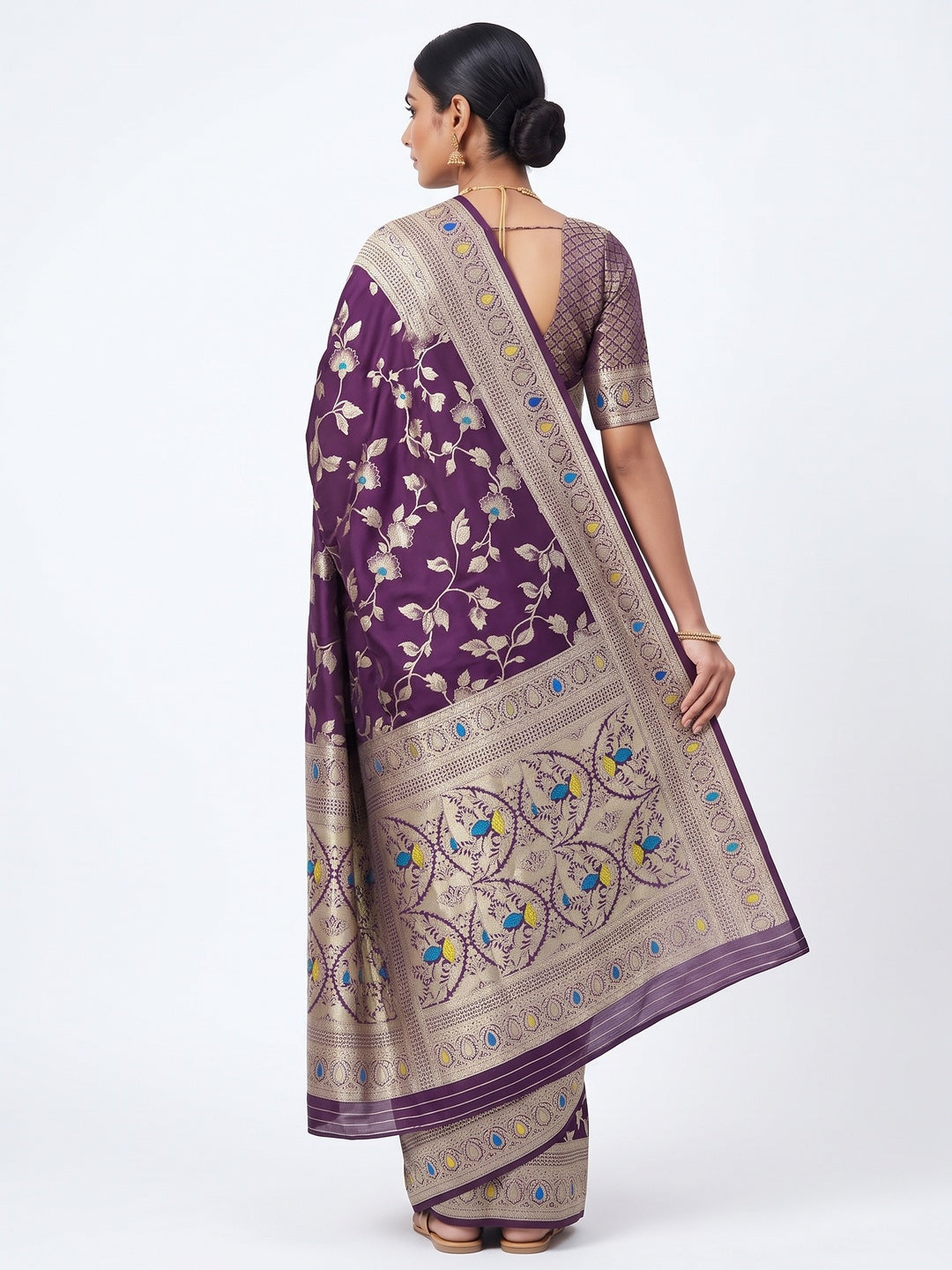 Purple Heritage Pure Silk Saree with Heavy Zari Work - Image 2