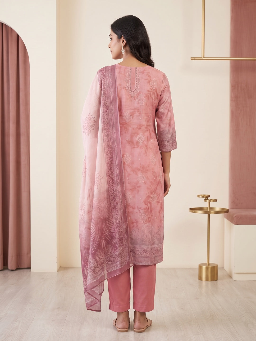 Pink Gucci Silk Embellished Salwar Suit Set - Image 5