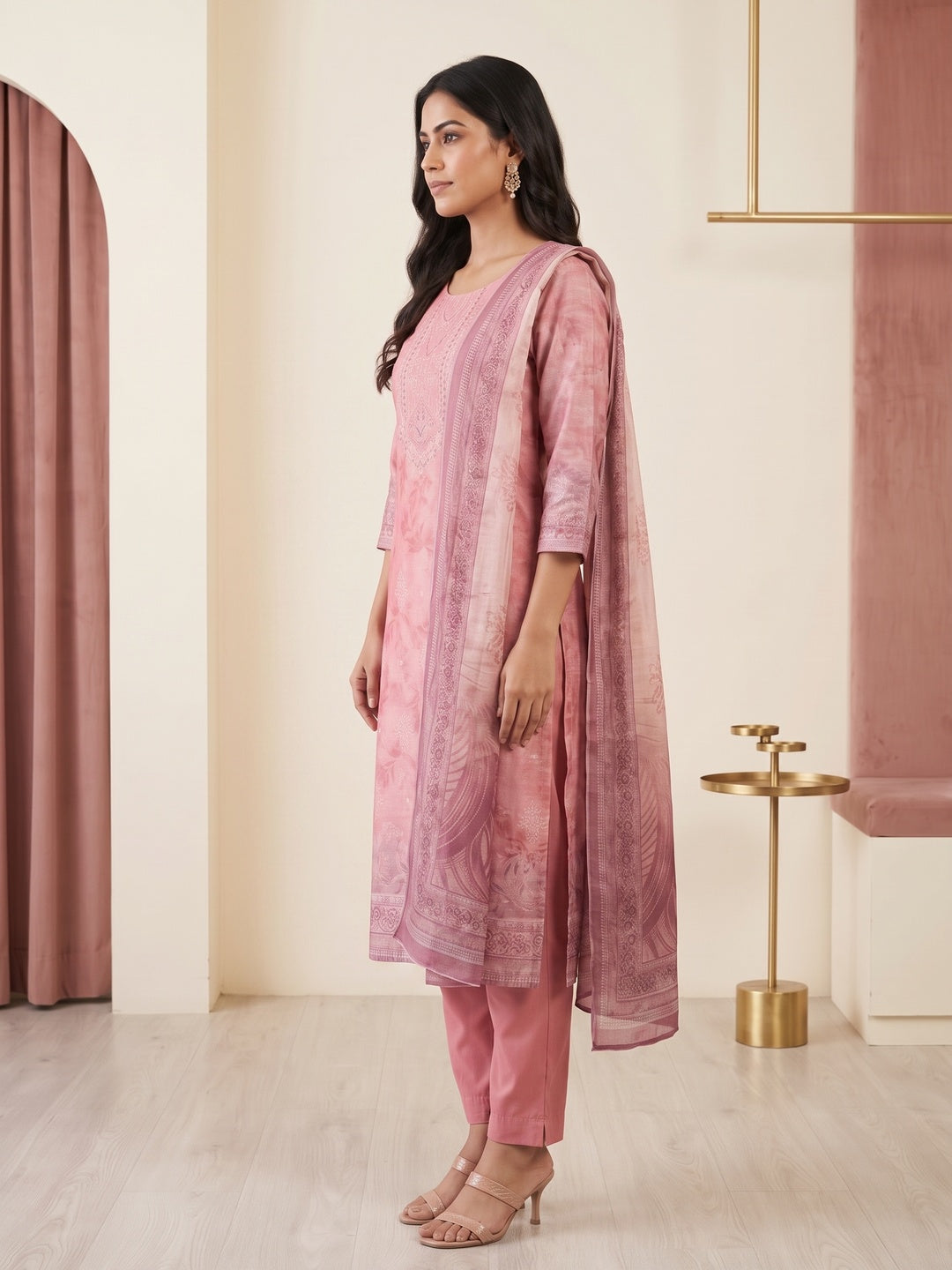 Pink Gucci Silk Embellished Salwar Suit Set - Image 6
