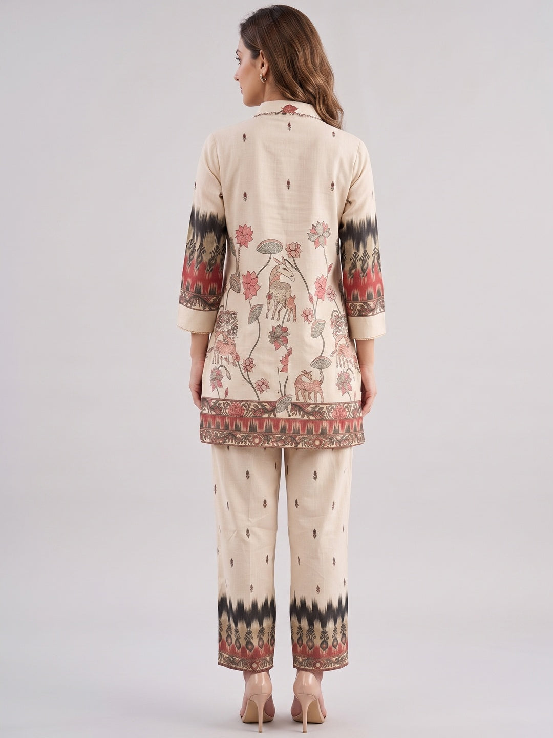 Off White Cotton Co-ord Set with Half Low Style Top and Stylish Bottom - Image 6