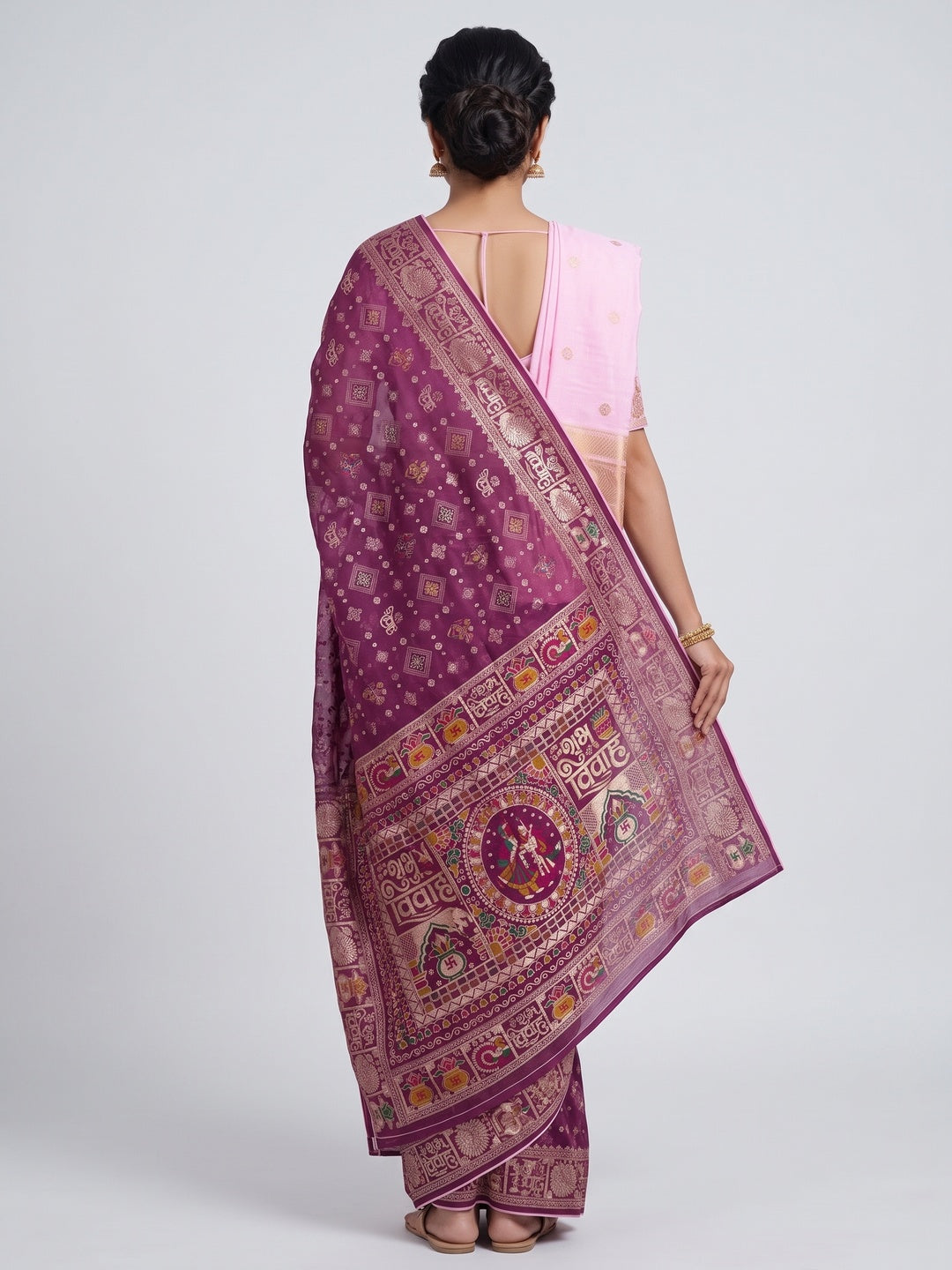 Purple Artistic Meenakari Zari Woven Muslin Soft Saree with Smooth Fall - Image 2