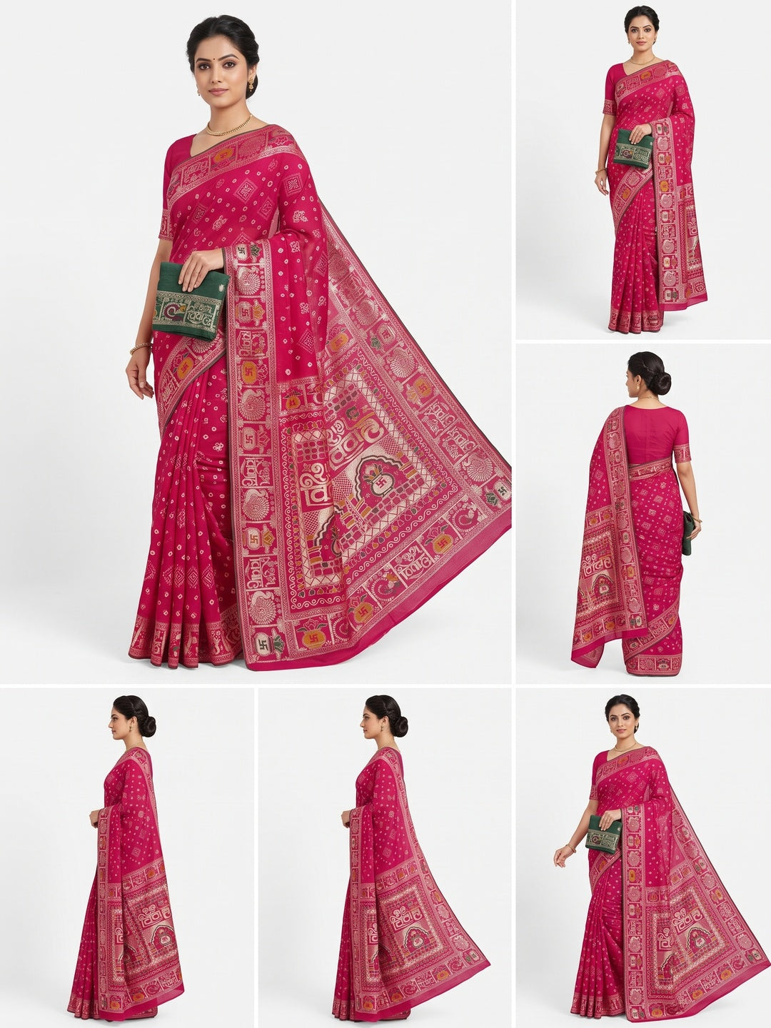 Pink Artistic Meenakari Zari Woven Muslin Soft Saree with Smooth Fall - Image 1