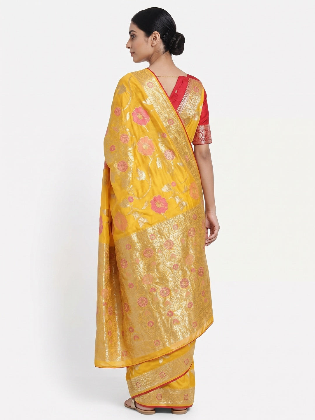 Yellow Graceful Soft Muslin Saree Highlighted with Premium Meenakari Zari Work - Image 2
