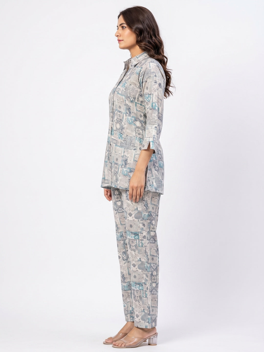 Grey Foil Printed Rayon Co-Ord Set - Image 3