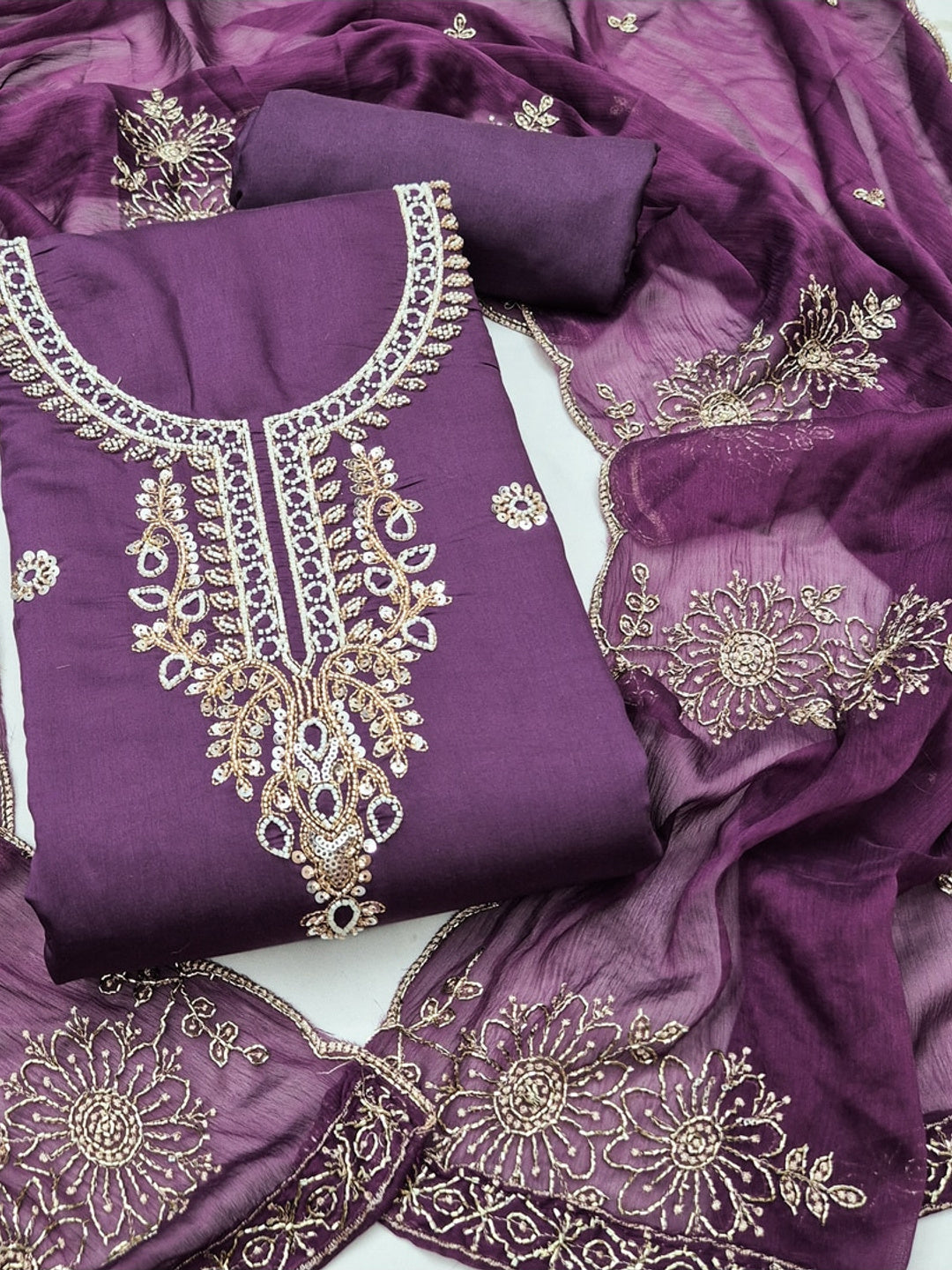 Peachmode Purple 11719 Unstitched Dress Material - Image 1
