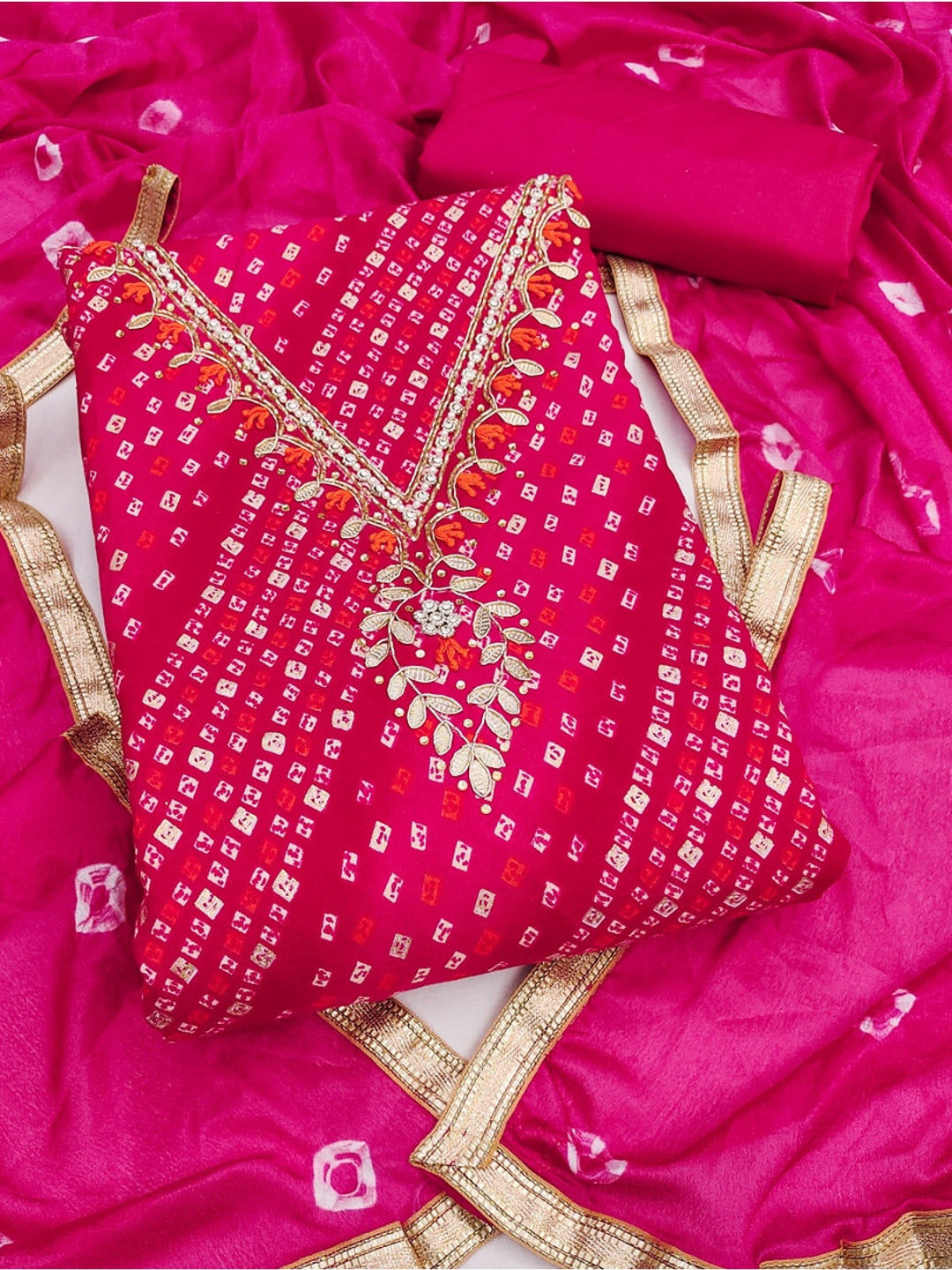 Peachmode Pink Unstitched Dress Material - Image 1