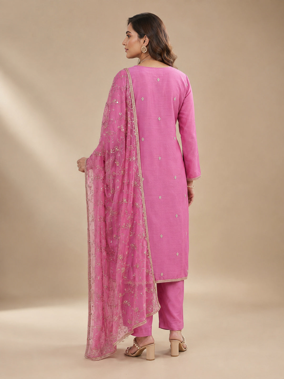 Peachmode Pink Unstitched Dress Material - Image 5