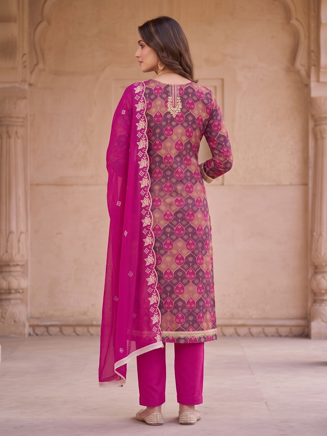 Peachmode Pink Unstitched Dress Material - Image 5