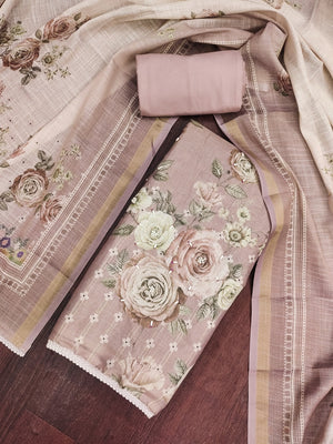 Peachmode Peach Unstitched Dress Material - Image 1